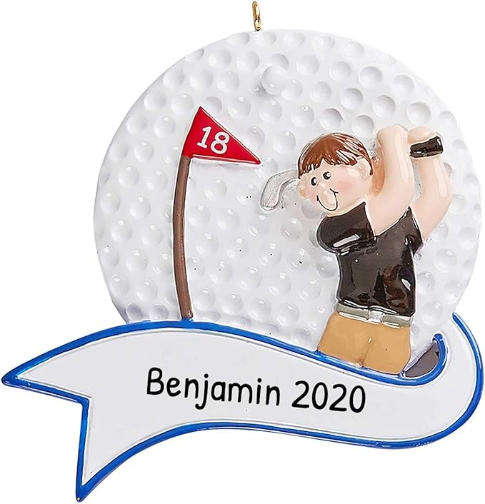 Personalized Golf Ornament 2025 - Hitting Boy Golfer Gifts for Men Unique Golf Decor Ornaments for Christmas Tree Gifts Cart Decorations Christmas Ornaments by Elves