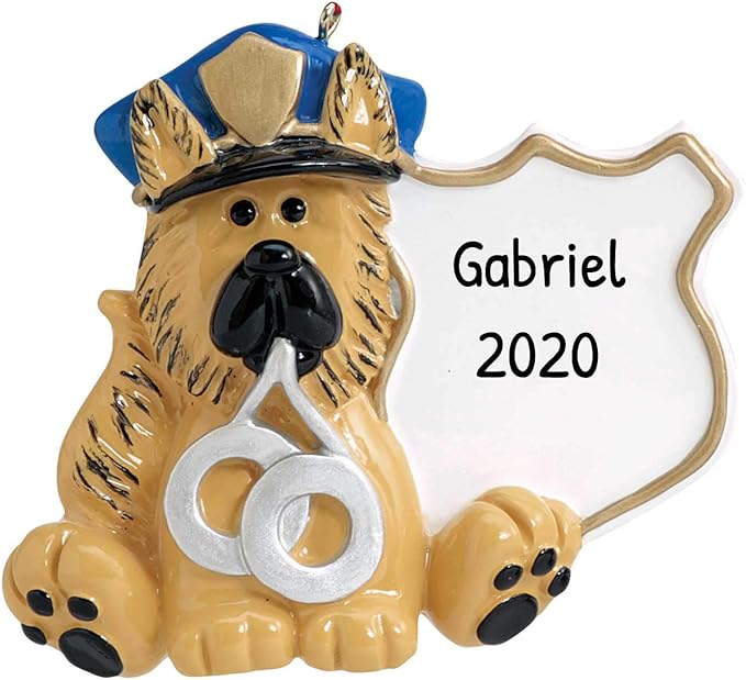 3D Brown Police Dog Christmas Ornament 2025 - Personalized K9 Ornaments for Christmas Tree - Custom Dog Ornaments for Xmas Tree - Unique Xmas Gifts for Dogs - Gifts for Pet Lovers & Pets