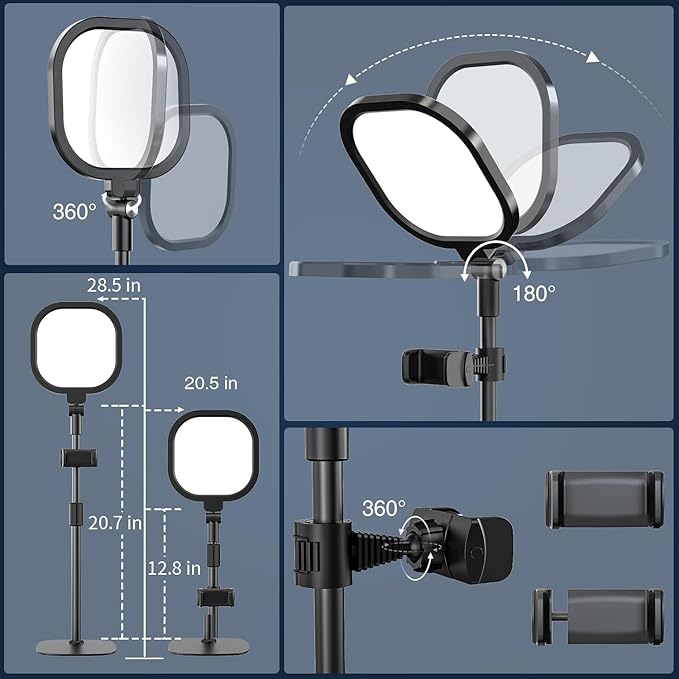 Video Conference Lighting for Zoom Meeting, Ring Light for Desk with Flexible Stand, 30 Light Modes Light for Video Recording, Desk Light & Memory Function for Zoom Calls, Video Streaming, Webcam