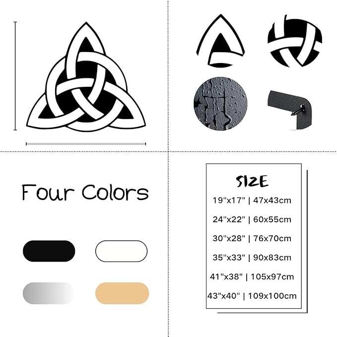 Celtic Wall Decor, Celtic Trinity Knot Metal Wall Art, Sacred Geometry Metal Wall Art, Celtic Symbol Wall Decor, Geometric Metal Decor, Metal Wall Art, Metal Wall Decor Living Room (Silver, 24"x22" | 60x55cm)