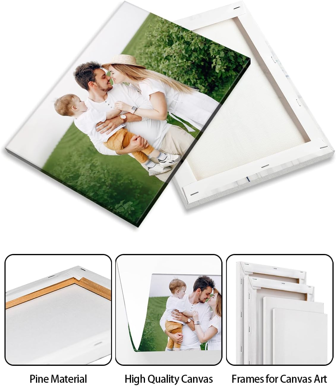 Personalized Custom Canvas Wall Art, Custom Canvas Prints with Your Photos for Living Room, Bedroom, Wedding Pet Baby Family Photo Framed Wall Art, Customized Photo Gift for Family，Friend，Lover，Pet (32L" x 24W")