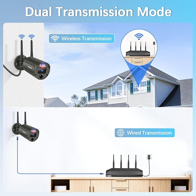 【Flashing LEDs Visual Alert】 Wireless Cameras for Home Security, Wireless Security Camera System, Outdoor WiFi Video Surveillance, NVR Surveillance Camera System