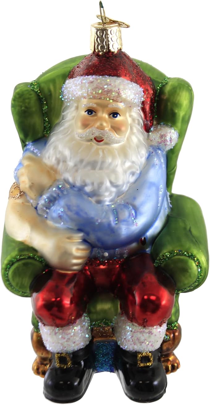 Old World Christmas Santa Vaccinated Glass Blown Christmas Tree Ornament