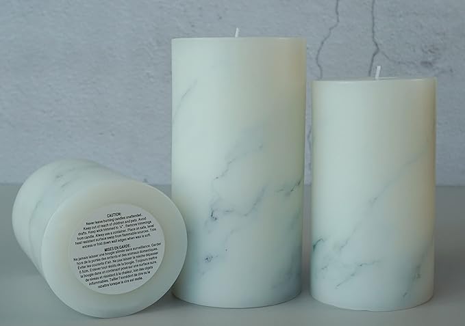 MOZEAL Hand-Poured Unscented Candle,Dripless Pillar Candle Set of 3,Includes 4", 5" and 6",Approx 300 Hours Burn Time,Rustic Country Style,for Wedding,Dinner,Christmas,Restaurants and Home Decor