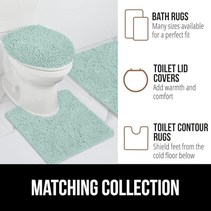 GORILLA GRIP Bath Rug Mat 60x24, Soft Absorbent Chenille, Quick Dry Microfiber Mats, Rubber Backing Washable Shower Floor Rugs, Bathmat Runner, US Designed Bathroom Home Decor Accessories Seablue