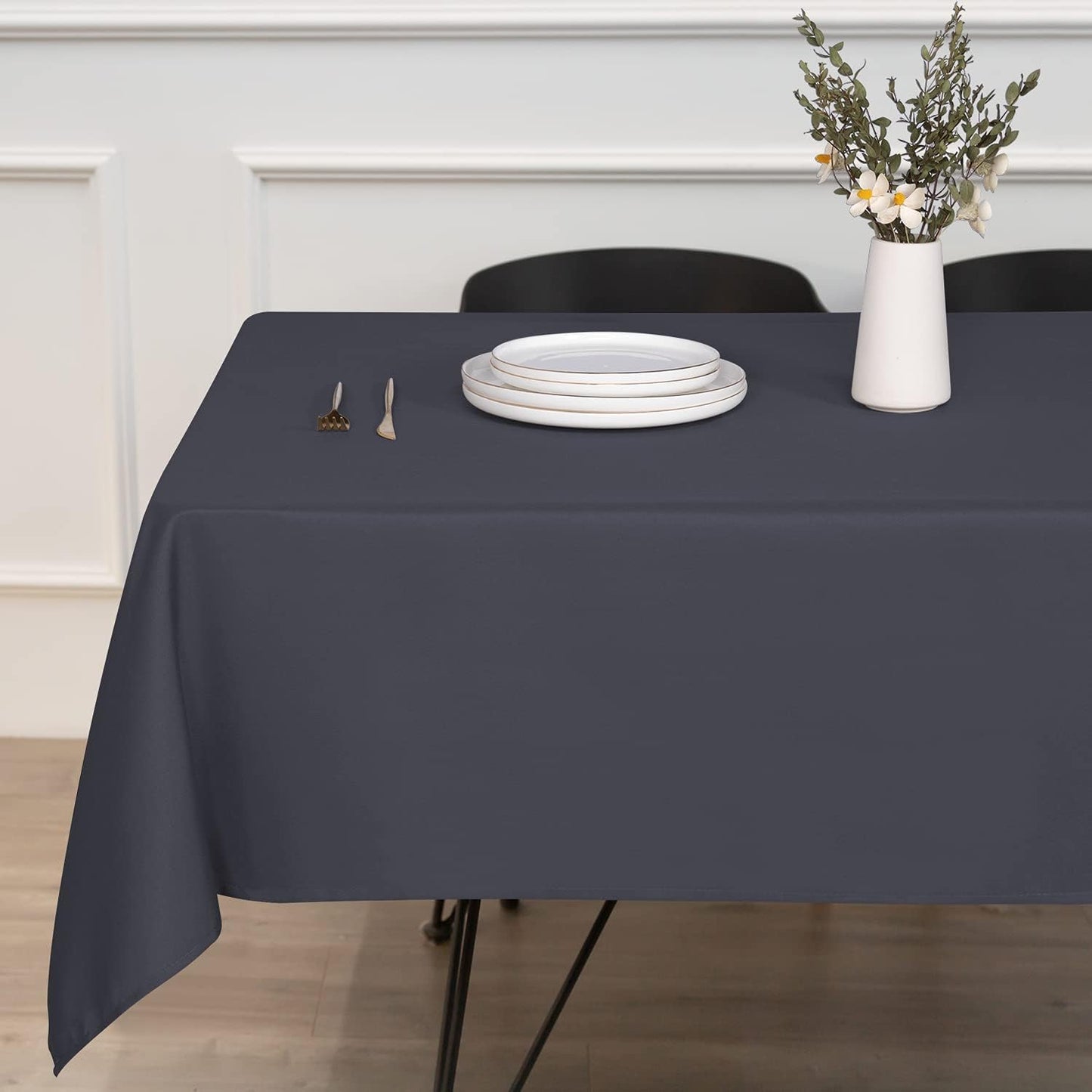 sancua Rectangle Tablecloth - 70 x 90 Inch - Stain and Wrinkle Resistant Washable Polyester Table Cloth, Decorative Fabric Table Cover for Dining Tables, Buffet Parties and Camping, Grey