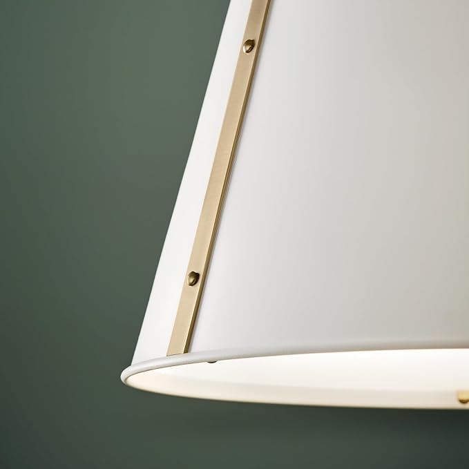 Kichler Etcher 2-Light Pendant, Updated Traditional Light with Etched Painted White Glass Diffuser in White and Champagne Bronze, for Kitchen or Dining Room (22.5" x 18"), 52711WH