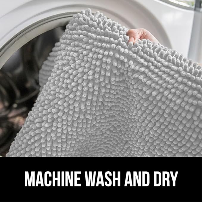 GORILLA GRIP Bath Rug Mat 30x20, Thick Soft Absorbent Chenille, Quick Dry Microfiber Mats, Rubber Backing Washable Shower Floor Rugs, US Designed Bathroom Bathmat Home Decor Accessories, Light Gray