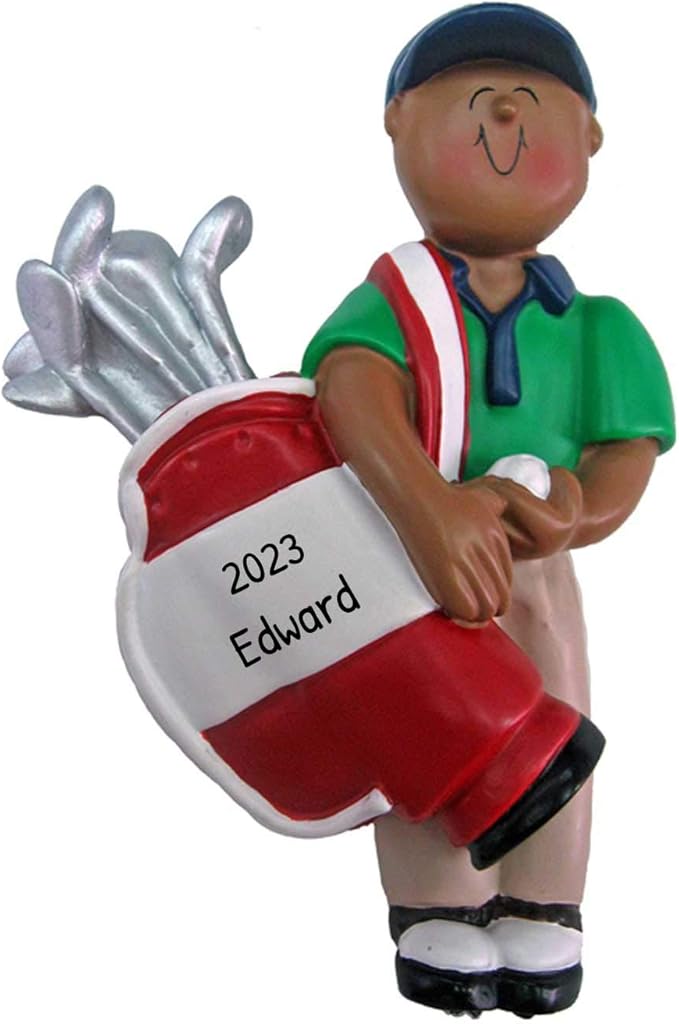 Personalized Golf Ornament 2025 - African American Golfer Gifts for Men Unique Golf Gifts Decor Ornaments for Christmas Tree Cart Decorations Christmas Ornaments by Elves