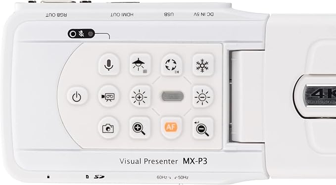 Elmo 1450 Model MX-P3 Document Camera, 16x Zoom in True 4K Ultra HD, HDMI/RGB/USB 3.0 Outputs, 13M CMOS Image Pick-up Device, 4160x3120 Effective Pixels, 16x Digital Zoom, 0°/180° Image Rotation
