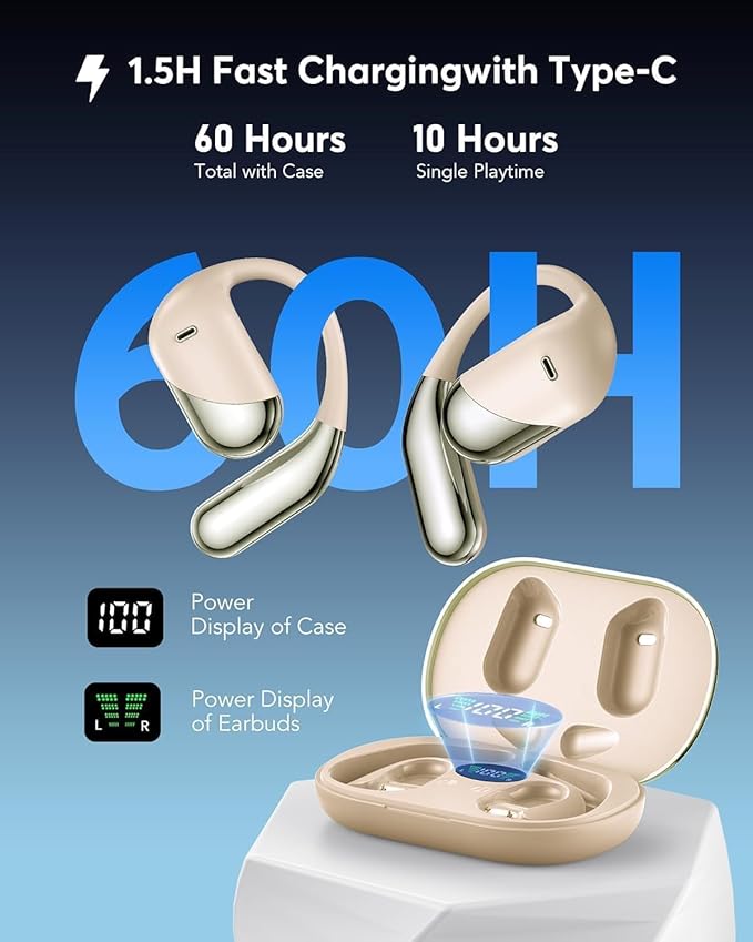 AI Translation Earbuds Real Time - Audifonos Traductores Inglés Español, 3-in-1 Translator Device, Supports 144 Languages & Accents, Open Ear Earbuds with Charging Case，Beige Khaki