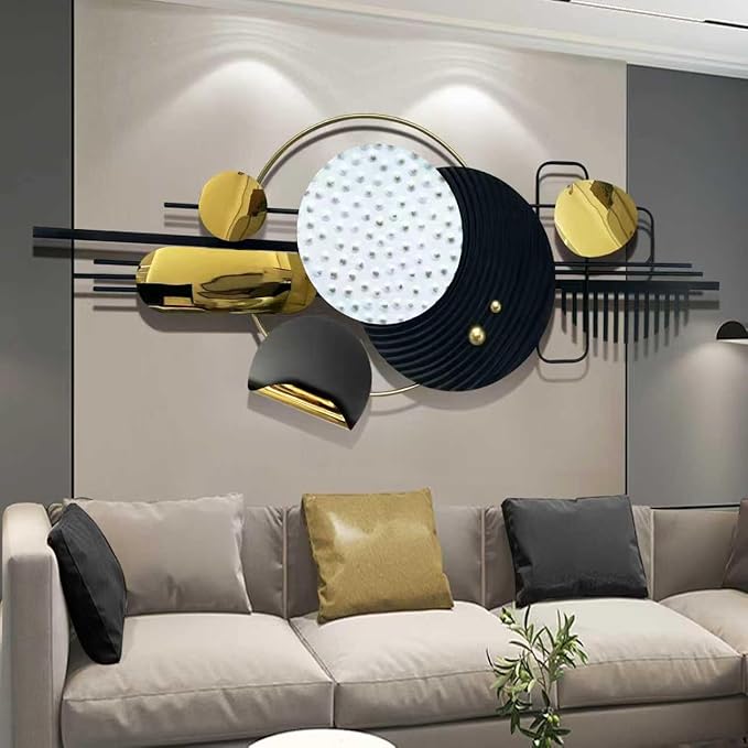 Ironelle Metal Wall Art Modern Art Black White Wall Decor Art Large 59" x 22" Abstract Wall Decor for Living Room Dining Room Bedroom Aathroom Kitchen Hanging Wall Sculptures