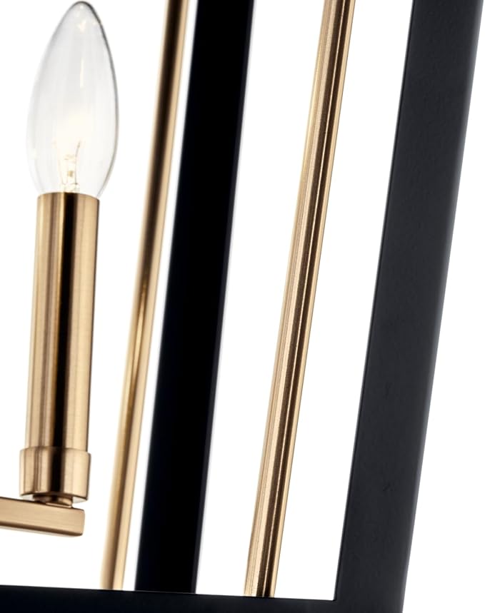 Kichler Delvin 4-Light Pendant, Updated Traditional Light with Clear Glass in Champagne Bronze and Black, for Foyer, Dining Room, Living Room, Office, Bedroom, or Kitchen, 52619CPZBK