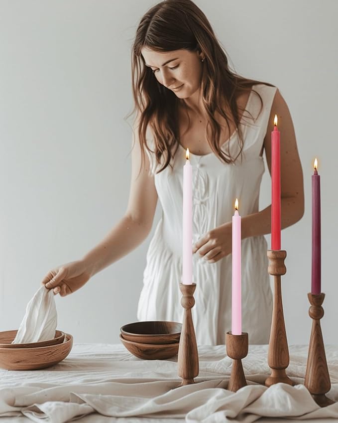Red Taper Candles Driples Candlesticks Tapered Candles Ideal as Dinner Candle Smokeless and Unscented Long Burning 10.5 inch，Set of 12