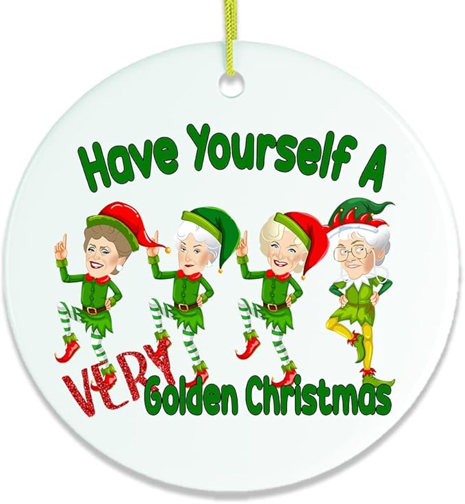 Pop Culture, Movie, and Music Themed Trendy Christmas Ornaments - Have Yourself a Very Golden Christmas Ornament (Circle)