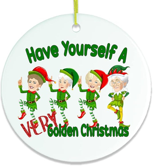 Pop Culture, Movie, and Music Themed Trendy Christmas Ornaments - Have Yourself a Very Golden Christmas Ornament (Circle)
