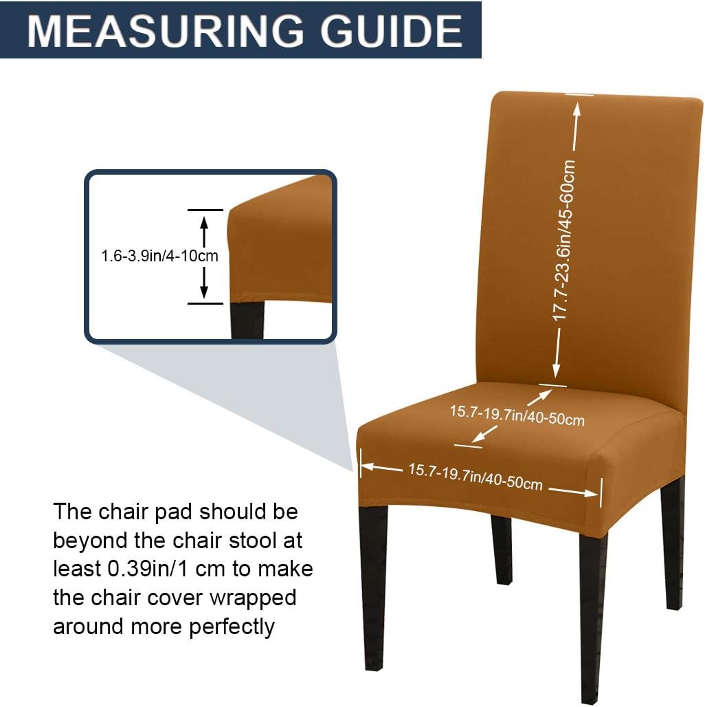 JQinHome 6 Pcs Dining Chair Slipcover,High Stretch Removable Washable Chair Seat Protector Cover for Home Party Hotel Wedding Ceremony (Camel)