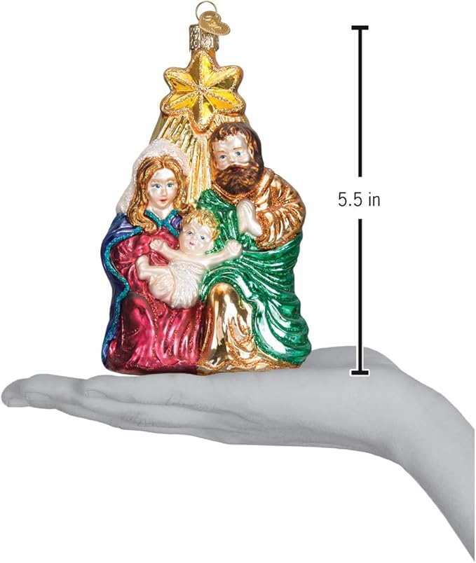 Old World Christmas Spiritual Gifts Holy Family with Star Glass Blown Ornament for Christmas Tree, Handcrafted Holiday Decoration, Religion Collection