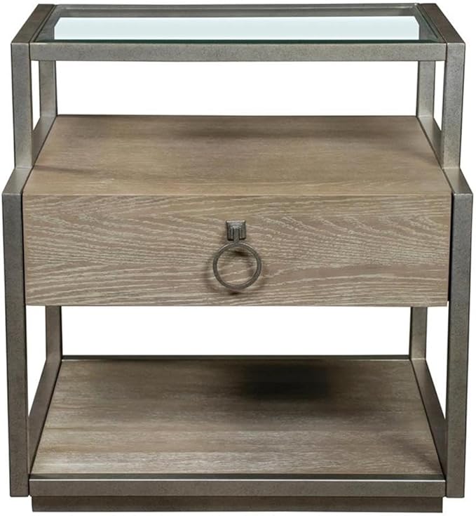Home Square Refined Glam Side Table in Natural Finish - Set of 2