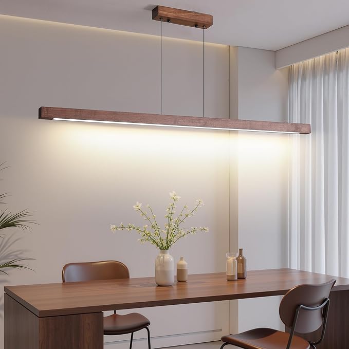 Linear Pendant Light, Modern Chandeliers for Dining Room, Dimmable Pool Table Island Lights for Kitchen, LED Ceiling Pendant Lamp for Dining Room Billiard Room, Adjustable Height,57in