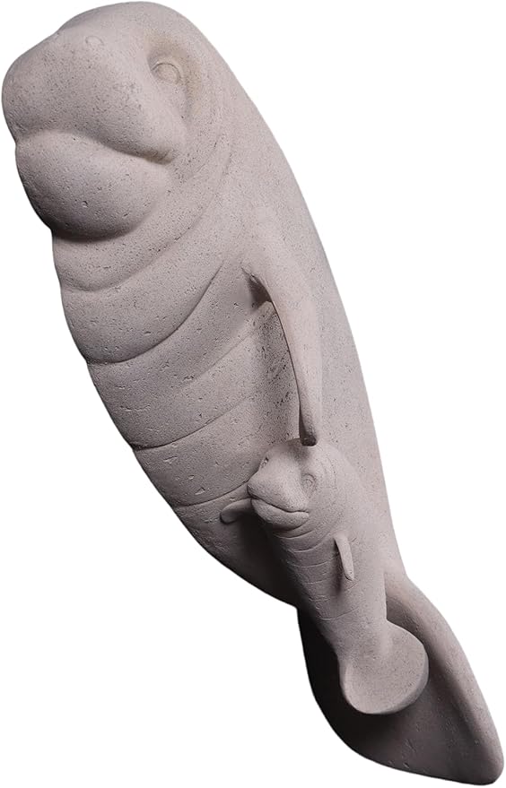 Manatees Wall Sculpture Home Garden Decor Accent (Roman Stone)