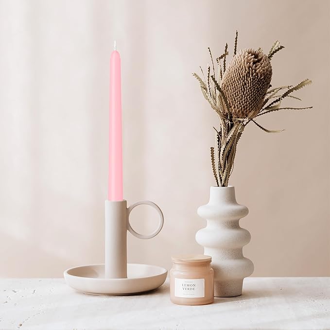 4 Pack Pink Taper Candles - Taper Candles 10 Inch Dripless, Smokeless & Unscented - 8 Hours Long Burning - Ideal for Weddings, Dinner Parties, and Home Decor