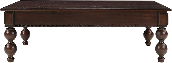 Amposei Retro Coffee Table 47’’ Vintage Wooden Cocktail Center Table with 1 Storage Drawer & Solid Wood Legs for Living Room, No Assembly, Espresso