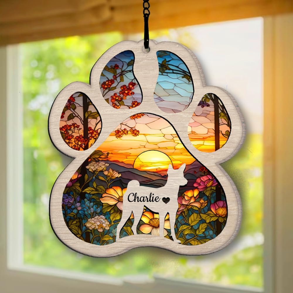 IZI POD Personalized Basenji Suncatcher Dog Memorial Gifts, Custom Basenji Ornament Christmas Tree, Pet Remembrance Gift, Loss of Dog Sympathy Gift, Pets Memorial Ornament, Pet Loss Suncatcher