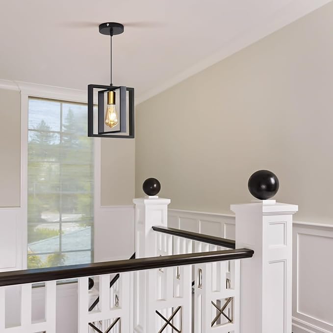 3 Pack Black Industrial Farmhouse Pendant Light, Vintage Metal Rustic Hanging Light, Adjustable Height Kitchen Island Pendant Lights Fixture, Mini Ceiling Lamp for Entryway, Dining Room, Foyer
