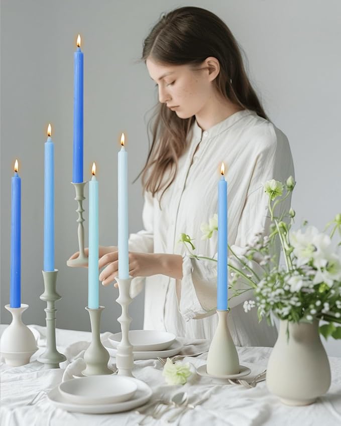 Colored Taper Candles 10.5 inch Unscented Driples Tall Tapered Candle for Candlesticks Sticks Wedding Advent Home Decor Dinner Christmas，Set of 12