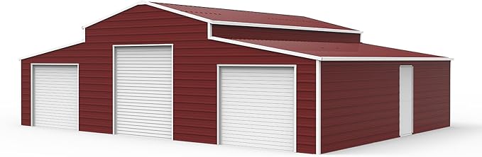 42×30FT Brown Metal Storage Shed Barn Garage, Heavy-Duty 14-Gauge Steel Building with Roller Doors, 26-Gauge Panels, Galvanized & Powder-Coated Outdoor Shelter for Farm,RV,Tractor,Tools