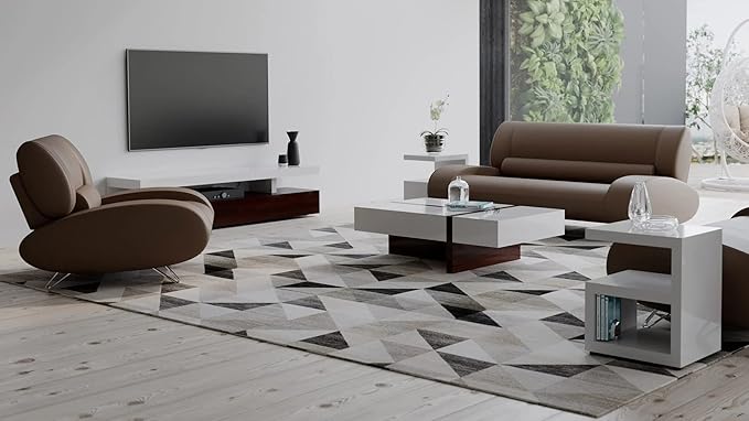 Zuri Furniture Mcintosh Rectangle Coffee Table with Storage Drawers - White and Ebony