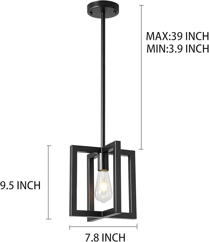 Mini Pendant Lighting for Kitchen Island Black, 1-Light Industrial Pendant Lighting