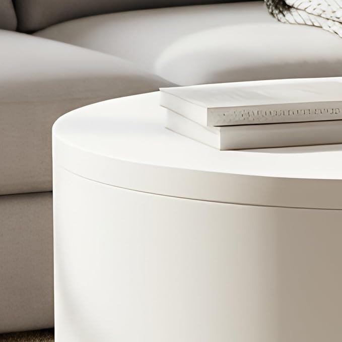 Round Coffee Table Set of 2, Nesting Coffee Tables with Storage,Living Room Table Set,Modern Wood Center Table for Living Room,Apartment,31.5" & 18" Coffee Table Set,White