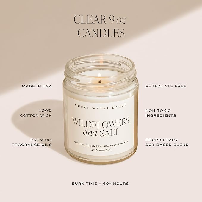 Sweet Water Decor Sunday Brunch Candle - Soy Apple, Bourbon, and Maple Candles for Home - 9oz Clear Jar + Gold Lid, 40+ Hour Burn Time, Made in The USA - Summer Candle