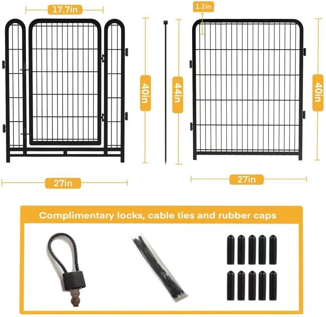 Outdoor Dog Playpen 40inch 14 Panels, Puppy Playpen Indoors, Metal Dog Pen Heavy Duty Pet Puppy Exercise Pen for Rv Camping Garden Yard, Wide Door Low Threshold Pet Fence Total 31 Ft(L)