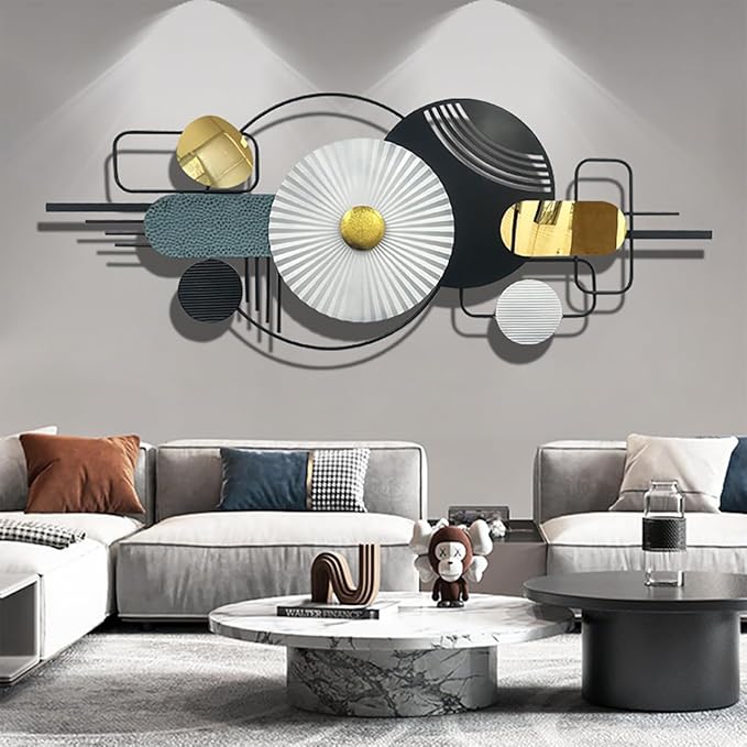 Ironelle Large Metal Wall Art Decor Modern Minimalist Wall Decor Black White Abstract Wall Art for Living Room Bedroom Office Dining Room Bathroom Kitchen Hallway Hanging Wall Sculptures