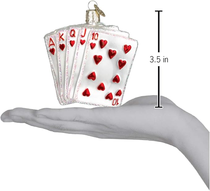 Old World Christmas Vegas Royal Flush Glass Blown Ornament for Christmas Tree, Handcrafted Holiday Decoration, Gamble Collection