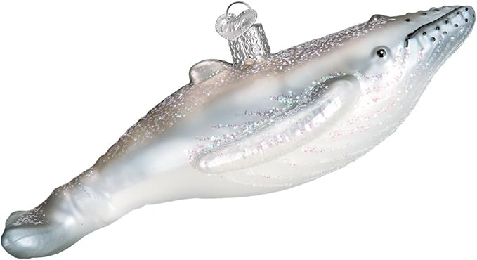 Old World Christmas Humpback Whale Glass Blown Ornament for Christmas Tree, Handcrafted Holiday Decoration, Sea Collection