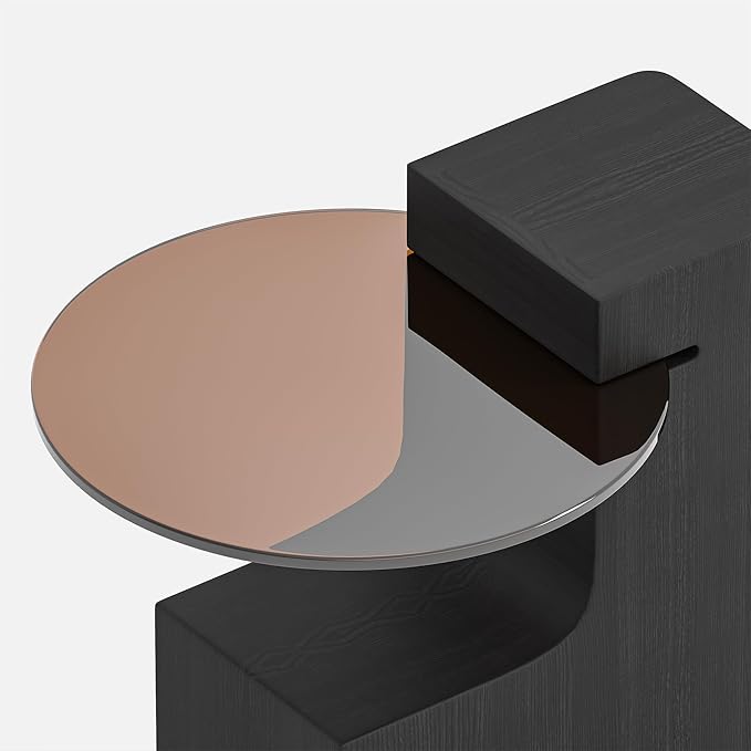 Round Wood Coffee Table Set of 2 Modern, Thickened Top & Leg Supports, Center Coffee Table and Glass Top End Table Sets for Living Room, Small Spaces, Home Office, Easy Assembly, Black & Walnut
