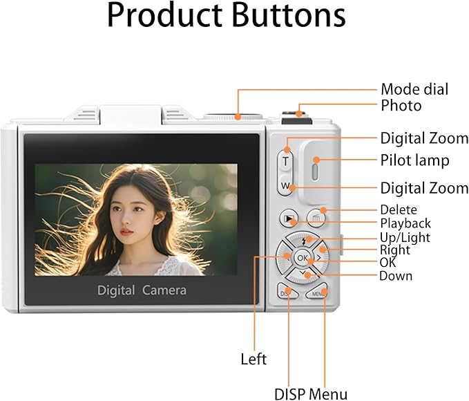 5K 75MP Digital Camera 18X Digital Zoom, Upgraded Vlogging Cameras with WiFi & Mic, Wide Angle & Macro Lens, 3" 180°Flip Screen Webcam Travel Cameras for Teens, Beginner with 64GB Card, HDMI