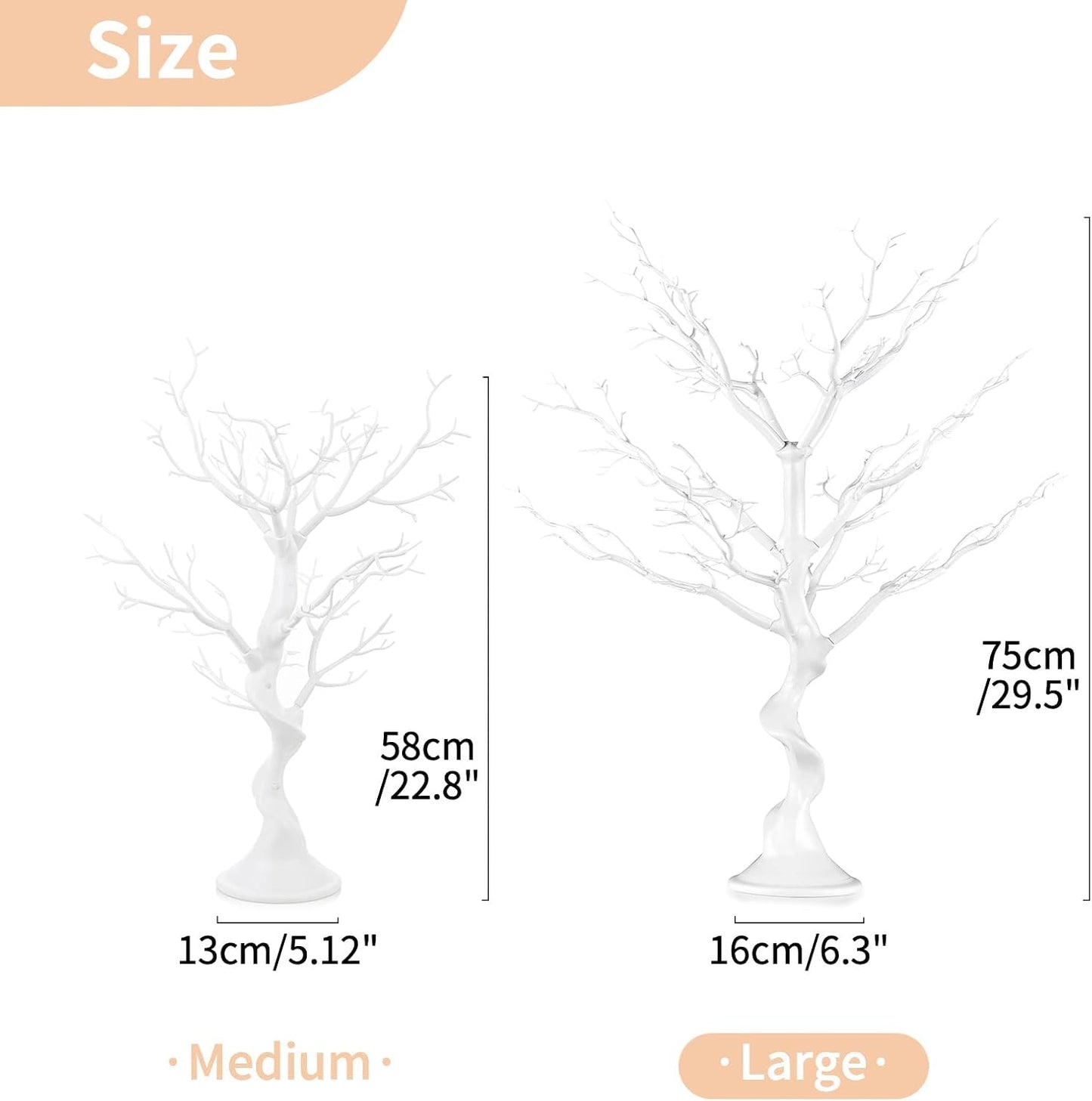 NUPTIO Artificial Tree Centerpiece, 30 inches White, Manzanita Tree Decorative Branch for Weddings, Tabletop Decoration, Ornament Display