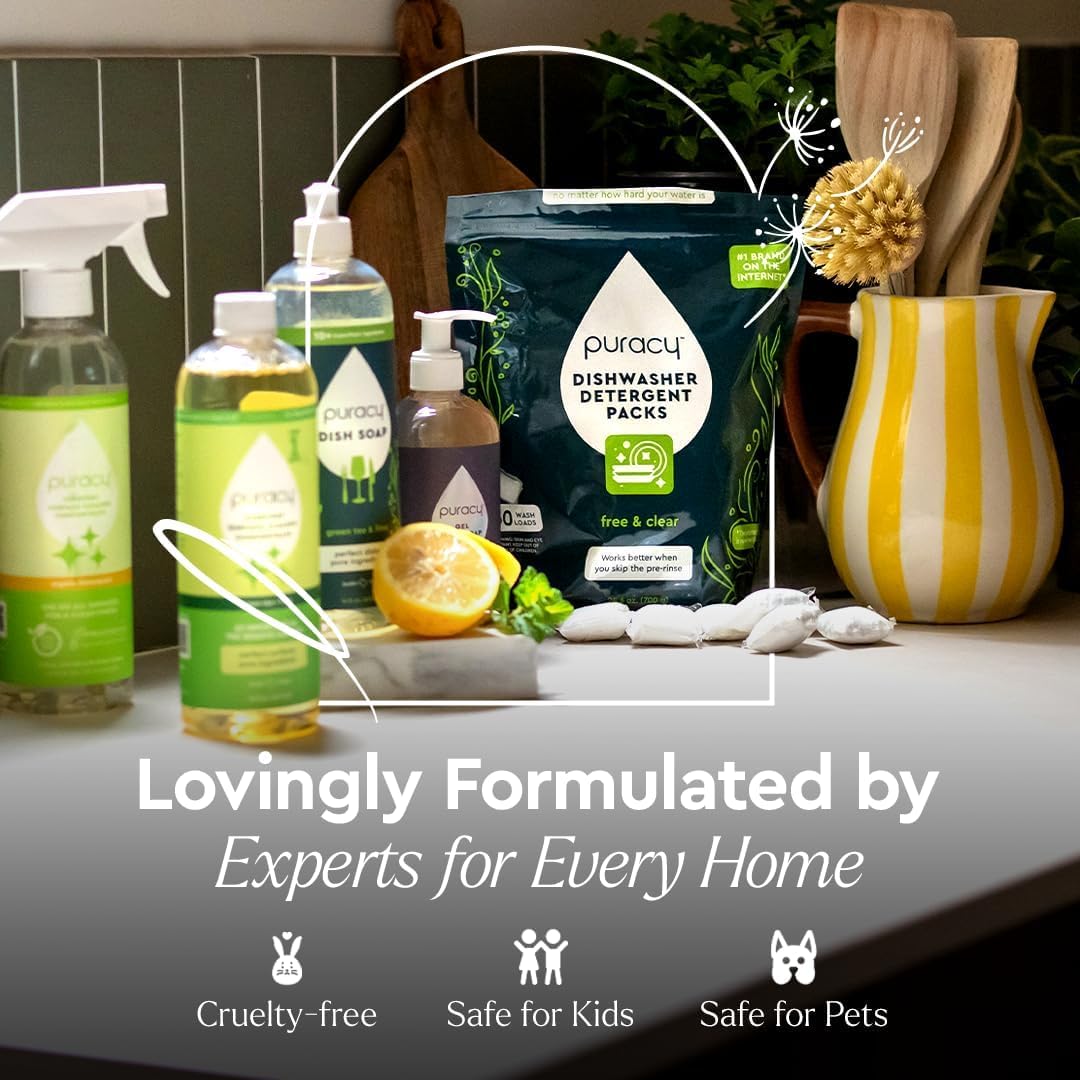 Puracy Liquid Baby Laundry Detergent - 1,4 Dioxane Free, Natural, Scent-Free Gentle Laundry Detergent Liquid Concentrate Laundry Pouch with Stain Fighting Enzymes (Baby- Free & Clear, 16oz)