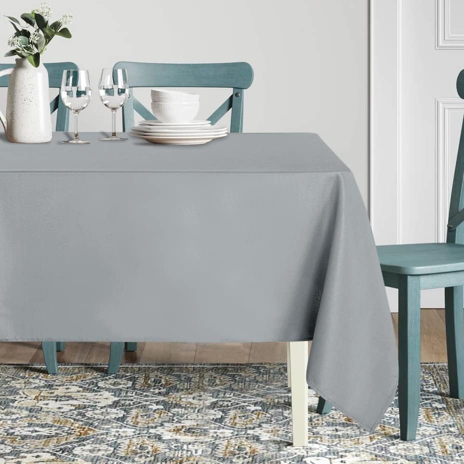 sancua Rectangle Tablecloth - 54 x 120 Inch - Stain and Wrinkle Resistant Washable Polyester Table Cloth, Decorative Fabric Table Cover for Dining Tables, Buffet Parties and Camping, Silver Grey