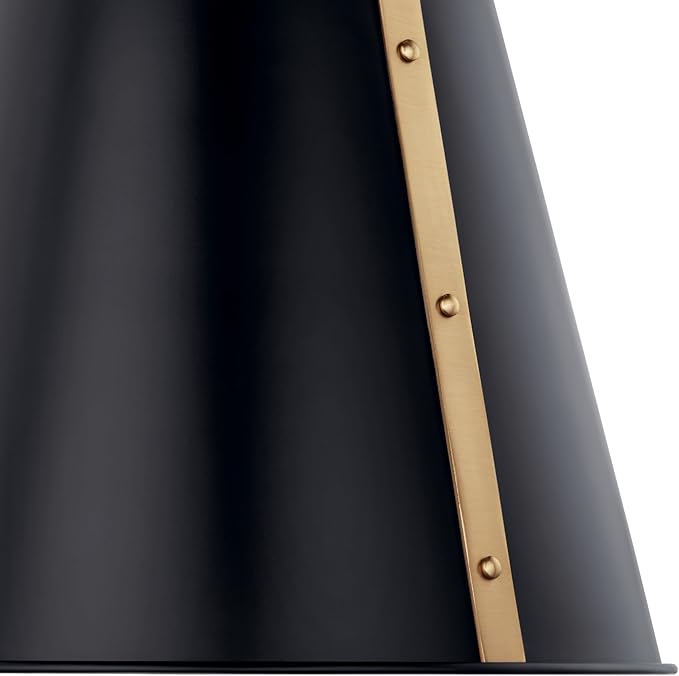 Kichler Etcher 1-Light Pendant, Updated Traditional Light with Etched Painted White Glass Diffuser in Black and Champagne Bronze, for Kitchen or Dining Room (17" x 13"), 52710BK