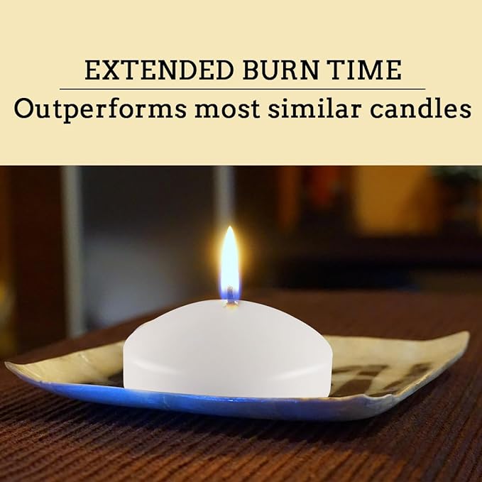 Unscented Floating Candles Set of 72, 3 Inch White Dripless Wax for Centerpieces at Wedding Pool Party Holiday, 10 Hour