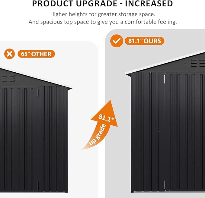 Polar Aurora 10 x 14 FT Outdoor Storage Shed, Metal Garden Shed with with Updated Frame Structure, Tool Sheds for Backyard Garden Patio Lawn, Black