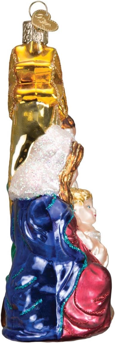 Old World Christmas Spiritual Gifts Holy Family with Star Glass Blown Ornament for Christmas Tree, Handcrafted Holiday Decoration, Religion Collection