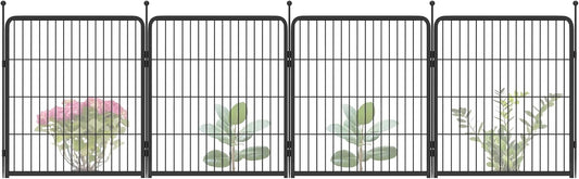 FXW Garden Fence 32in(H) x 9.0ft(L), 4 Panels Decorative Dog Fence Outdoor for The Yard – Heavy Duty Metal Animal Barrier for Dog and Rabbit, Easy Setup, Black