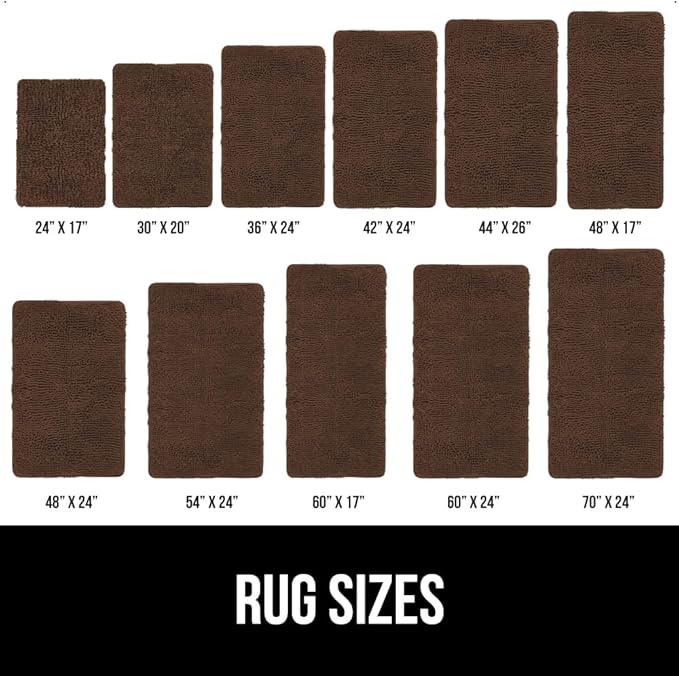 GORILLA GRIP Bath Rug Mat 60x24, Thick Soft Absorbent Chenille, Quick Dry Microfiber Mats, Rubber Backing Washable Shower Floor Rugs, Bathmat Runner, US Designed Bathroom Home Decor Accessories Brown